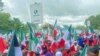 FILE - Members of the Nigerian Labour Union protest against fuel price hikes and rising costs in Abuja, Nigeria, Aug. 2, 2023. 