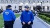 New York police officers stand guard as pro-Israel and pro-Palestinian students demonstrate at Columbia University in New York City on Oct. 12, 2023.