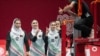 Afghanistan's players gesture during a volleyball preliminary match between Afghanistan and Kazakhstan at the Asian Games in Hangzhou, in China's eastern Zhejiang province, Sept. 30, 2023. 