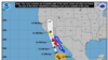 Hurricane Hilary intermediate advisory 10A from the National Hurricane Center. This graphic shows the coastal areas under a hurricane warning (red), hurricane watch (pink), tropical storm warning (blue) and tropical storm watch (yellow). 