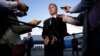 U.S. Secretary of State Antony Blinken speaks to members of the media before leaving Cairo, Egypt, Oct. 15, 2023, for Jordan.