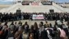 This handout picture provided by the Jewish Voice for Peace shows activists calling for a cease-fire between Israel and the Palestinian militant group Hamas in the Gaza Strip at the Statue of Liberty in New York, Nov. 6, 2023.