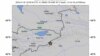 Bản đồ về trận động đất mạnh hơn 7 độ richter ở biên giới Trung Quốc-Kyrgyzstan border.