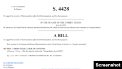 S.4428 - Taiwan Policy Act of 2022