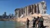 A rescue team surveys the site of this week's massive explosion in the port of Beirut, Lebanon, Aug. 7, 2020. 