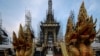 Deity sculptures that will be used at the Royal Crematorium for the late King Bhumibol Adulyadej are seen in Bangkok, Thailand, Sept. 21, 2017.