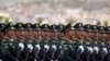 中國火箭軍士兵列隊參加中共建政70週年的慶祝儀式。（2019年10月1日）