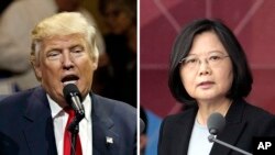 美国当选总统川普（左图）与台湾总统蔡英文（右图）