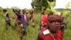 Members of the anti-balaka, a Christian militia, patrol outside the village of Zawa, Central African Republic, April 8, 2014. 