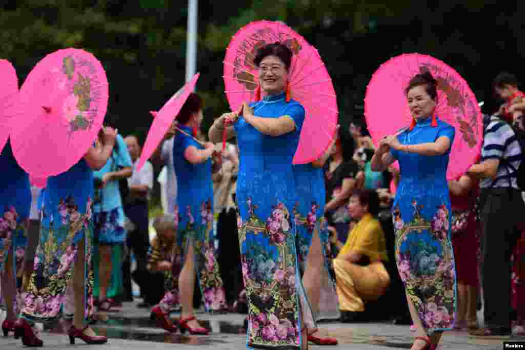 2018年3月7日，国际妇女节前夕，中国海南省琼海的旗袍秀。