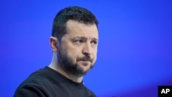 El presidente ucraniano Volodymyr Zelenskyy en el Foro Económico Mundial de Davos en Davos, Suiza, el 16 de enero de 2024.