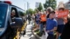 Demonstrators protest the visit of President Donald Trump to El Paso, Texas, after the Aug. 3 mass shooting in the city, Aug. 7, 2019. Trump went to El Paso, after visiting Dayton, Ohio, to offer a message of healing and unity.