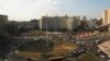 Egypt's national flag is seen raised at the top of a flag pole, which was recently installed in Tahrir square, in central Cairo, Feb. 8, 2015. 