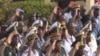Cameroon military officials in Yaounde honor Boko Haram victims, June 21, 2019. (M. Kindzeka/VOA)