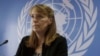 UN Special Rapporteur on the Situation of Human Rights in Cambodia Rhona Smith listens to a reporter's questions during a press conference at her main office in Phnom Penh, Cambodia, Wednesday, Oct. 19, 2016. Smith on Wednesday wrapped up her ten-day mission to Cambodia during which she met with the government officials, people of non-governmental organizations and opposition party lawmakers. (AP Photo/Heng Sinith)