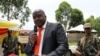 Bertrand Bisimwa, au centre, président du M23, prononce un discours à Bunagana, Nord-Kivu, 7 mars 2013.