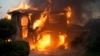 A fire burns in the Mountain fire in Camarillo, California, Nov. 6, 2024.