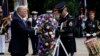 President Donald Trump participates in a wreath laying ceremony at Arlington National Cemetery, May 29, 2017, in Arlington, Virginia.
