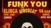 Cartaz da noite de música Funk e Afrobeat no Elinga Teatro na baixa de Luanda, capital de Angola