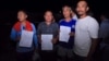 In this photo taken on Nov. 15, 2019, four activists from the opposition party were released from Prey Sar prison, in Phnom Penh, Cambodia. (Courtesy of Ma Chettra)