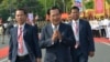 FILE: Cambodian Prime Minister Hun Sen, center, greets his government officers during the country's 66th Independence Day from France, at the Independence Monument in Phnom Penh, Cambodia, Saturday, Nov. 9, 2019. (AP)