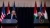 Palestinian president Mahmoud Abbas and President Donald Trump deliver a statement following their meeting in the West Bank city of Bethlehem, May 23, 2017.