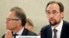 Newly appointed U.N. High Commissioner for Human Rights, Jordan's Prince Zeid Ra'ad Zeid al-Hussein, right, speaks at the Human Rights Council, next to Michael Moeller, the Acting Director-General of the United Nations Office, Geneva, Sept. 8, 2014. 
