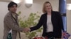 Pakistani Interior Minister Chaudhry Nisar Ali Khan (L) shakes hands with British Home Secretary Amber Rudd after an agreement signing on security issues in Islamabad, March 21, 2017. 