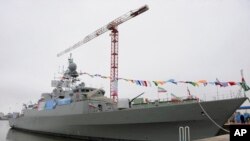 Iran's Jamaran-2 guided missile destroyer is docked during its inauguration in the port city of Anzali, northwest of Tehran, March 17, 2013.