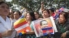 FILE - Tens of thousands of Cambodians march at a funeral procession of Kem Ley, heading to his homeland in Takeo’s Tramkak district on Sunday, July 24, 2016. Independent political analyst Kem Ley was shot dead on Sunday, July 10, 2016 in Phnom Penh. (Leng Len/VOA Khmer)