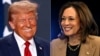 (Photo montage créé le 25 octobre 2024) Donald Trump, au Crown Complex à Fayetteville, en Caroline du Nord, le 4 octobre 2024. Kamala Harris, lors d'un événement organisé par Univision à l'Université du Nevada à Las Vegas, le 10 octobre 2024.