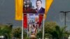 Billboards showing presidents of Azerbiajan, Kazakhstan and Turkey on a main highway to welcome them in Islamabad, Pakistan, Feb. 28, 2017.