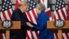 Britain's Prime Minister Theresa May and U.S. President Donald Trump attend a joint news conference at the Foreign & Commonwealth Office, in London, Britain, June 4, 2019. 