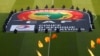 Le logo de la CAF lors de la cérémonie d'ouverture de la CAN 2017 au stade de Franceville, Gabon, 14 janvier 2017.