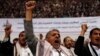 Followers of the Houthi movement shout slogans as they attend a gathering in Sanaa, Yemen, Jan. 30, 2015.