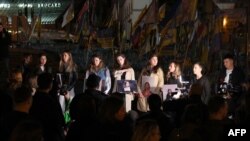 Траурная церемония в память о Виктории Рощиной. Киев, Майдан Независимости. 11 октября 2024 г.