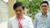 Former Radio Free Asia reporters Yeang Sothearin, right, and Uon Chhin, left, arrive at the Phnom Penh Municipal Court Friday, August 30, 2019 only to learn that the court delays their verdict. (Tum Malis/VOA Khmer)