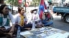 About 100 activists from various communities in Phnom Penh took part in Wednesday’s march, gathering near the US Embassy and planning to walk to Freedom Park. 