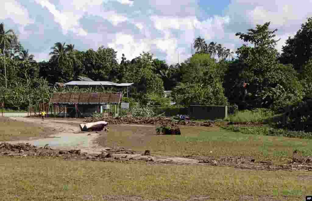 Debris litters the partially destroyed Lata Airport, Solomon Islands following a tsunami, Feb. 6, 2013. (World Vision)