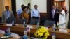 U.S. Defense Secretary Leon Panetta (2nd R) is shown into a conference room by his Indian counterpart A.K. Antony (R) during a meeting in New Delhi, June 6, 2012. 