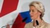 FILE - European Commission President Ursula von der Leyen speaks in Prague, Czech Republic, Oct 7, 2022. Von der Leyen said Wednesday that the EU is considering new sanctions against Russia and other countries providing goods Moscow is using in its war on Ukraine.