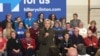 Hillary Clinton supporters at Berg Middle School in Newton IA. (Kane Farabaugh/VOA)