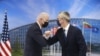 U.S. President Joe Biden and NATO Secretary General Jens Stoltenberg elbow bump as they meet during a NATO summit, at the Alliance's headquarters in Brussels, Belgium, June 14, 2021. (Stephanie Lecocq/REUTERS)
