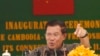 Cambodia's Prime Minister Hun Sen gestures as he delivers a speech during his presiding over an inauguration ceremony for the official use of a friendship bridge between Cambodia and China at Takhmau, Kandal provincial town south of Phnom Penh, file photo. 