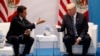 FILE - President Donald Trump meets with Mexican President Enrique Pena Nieto at the G20 Summit, July 7, 2017, in Hamburg.