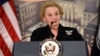 Former Secretary of State Madeleine Albright speaks at a reception celebrating the completion of the U.S. Diplomacy Center Pavilion at the State Department in Washington, Jan. 10, 2017.