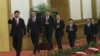 中国共产党新的政治局常委2012年11月15日在北京人民大会堂亮相