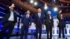 Democratic presidential hopefuls arrive on stage for the Democratic primary debate in Miami, June 27, 2019. 