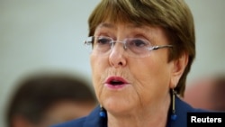 FILE - United Nations High Commissioner for Human Rights Michelle Bachelet.