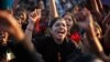 Indian women shout slogans during an event to support the "One Billion Rising" global campaign in Hyderabad, India, Feb. 14, 2013. 